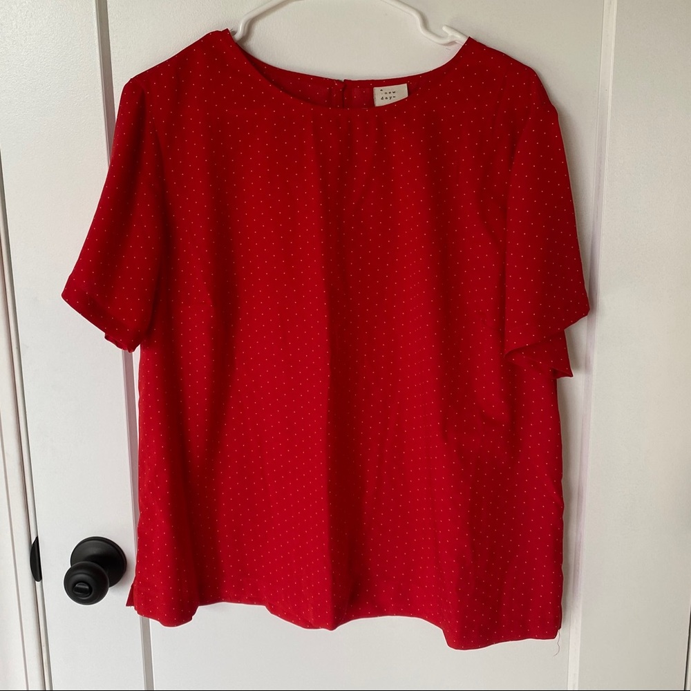 Red & White polka dot flowy shirt